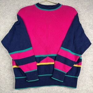Jantzen Vibrant Pink and Navy Sweater